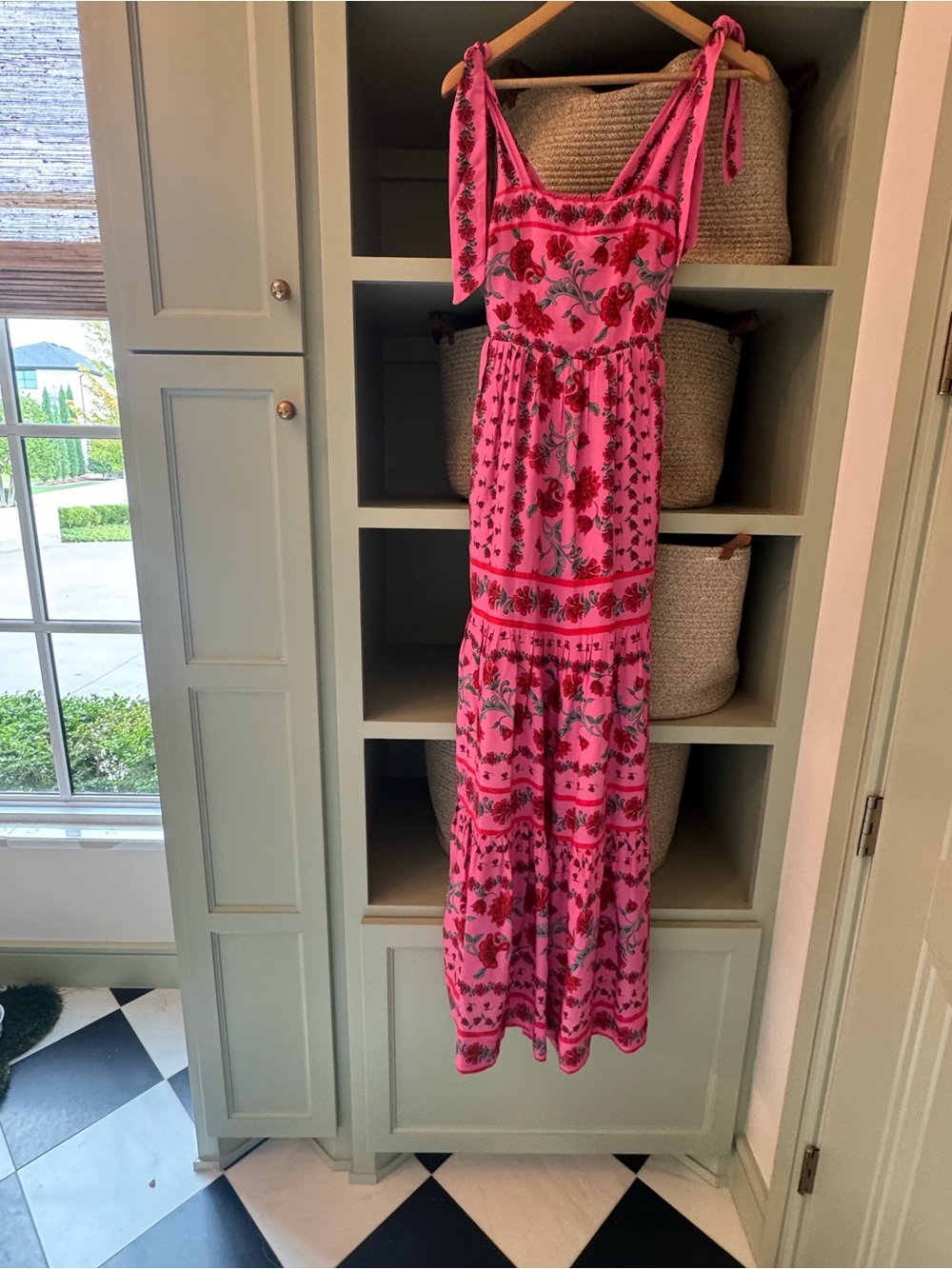 Beach Riot Charlotte Floral Tie Shoulder Tiered Maxi Dress Swim Cover-Up